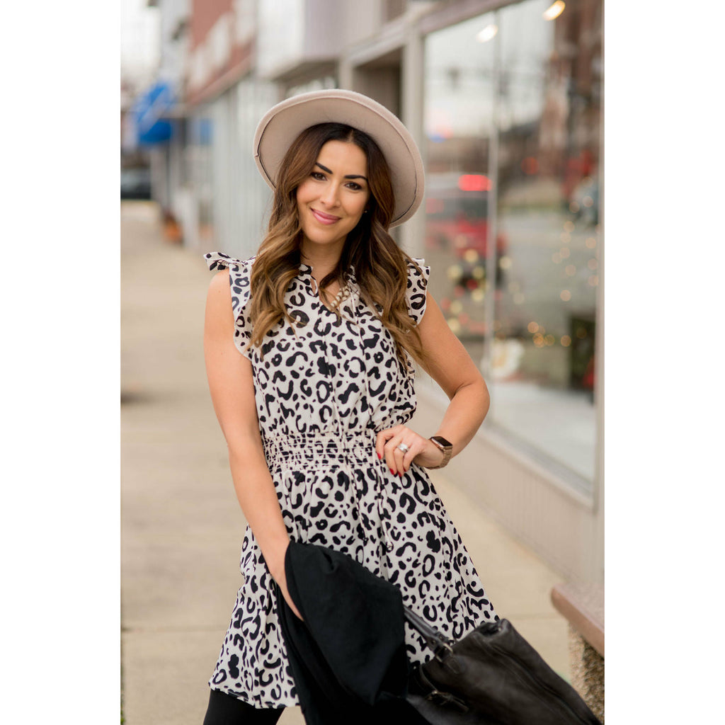 Leopard Drawstring Dress - Betsey's Boutique Shop