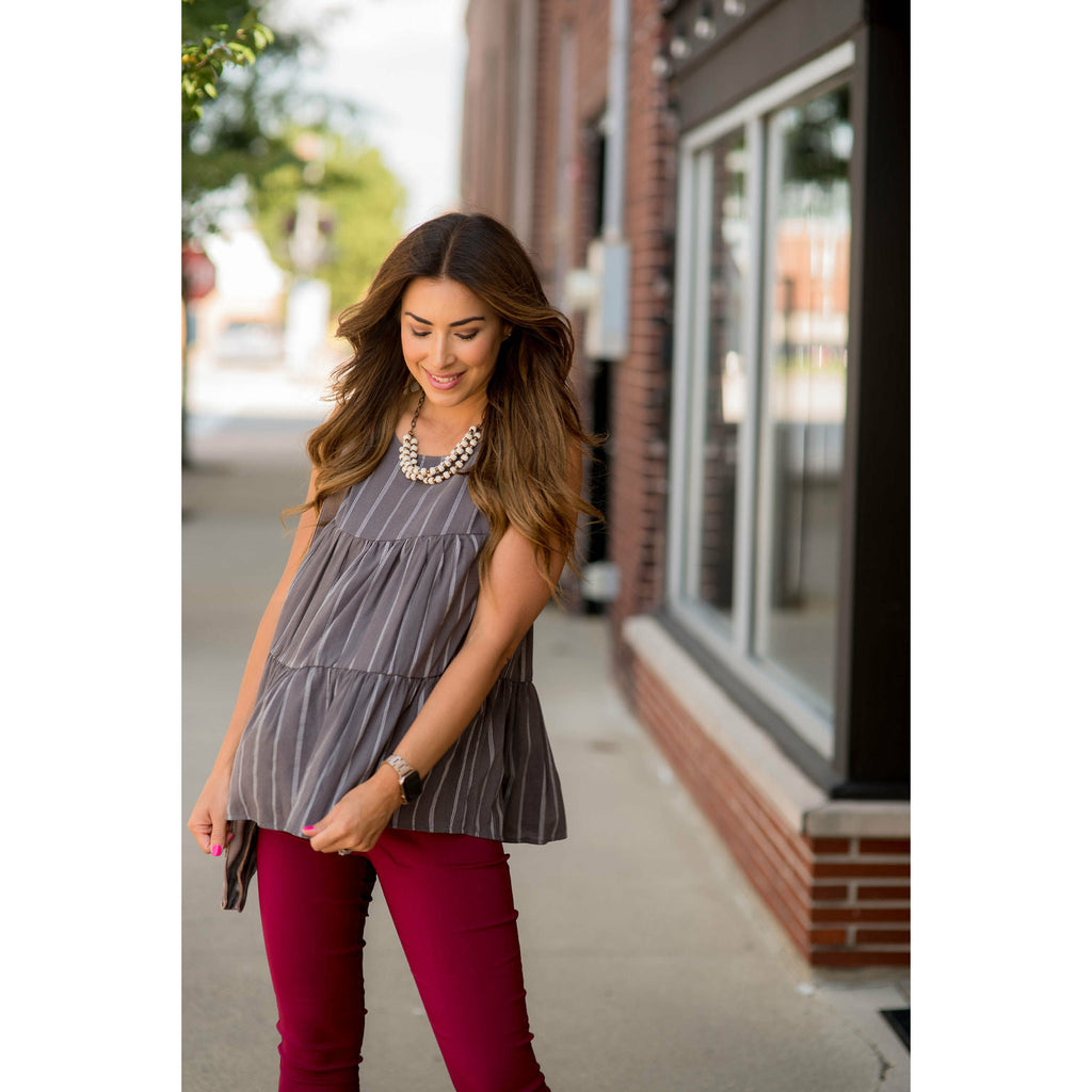 Vertical Striped Triple Tiered Tank - Betsey's Boutique Shop