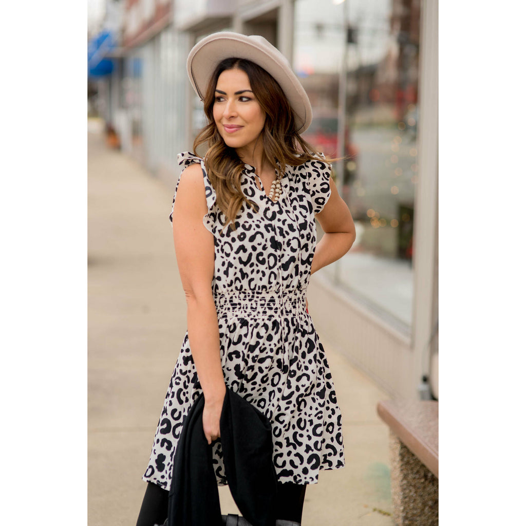 Leopard Drawstring Dress - Betsey's Boutique Shop