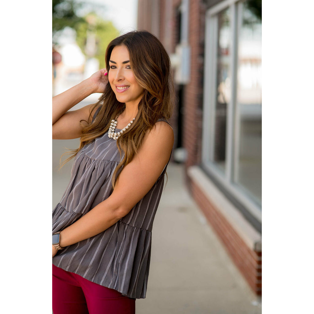 Vertical Striped Triple Tiered Tank - Betsey's Boutique Shop