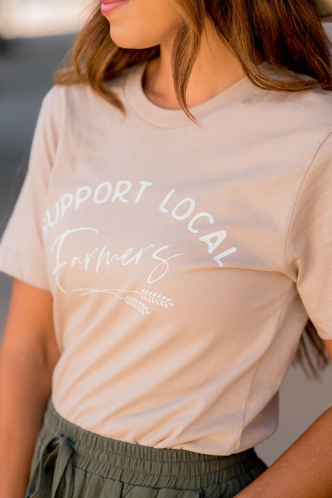 Support Local Farmers Wheat Graphic Tee - Betsey's Boutique Shop