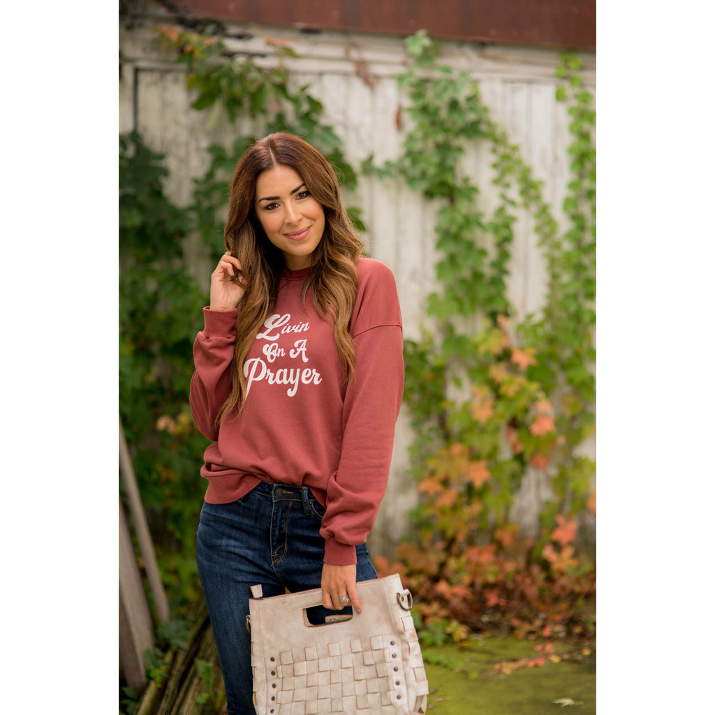 Livin On A Prayer Crewneck - Betsey's Boutique Shop