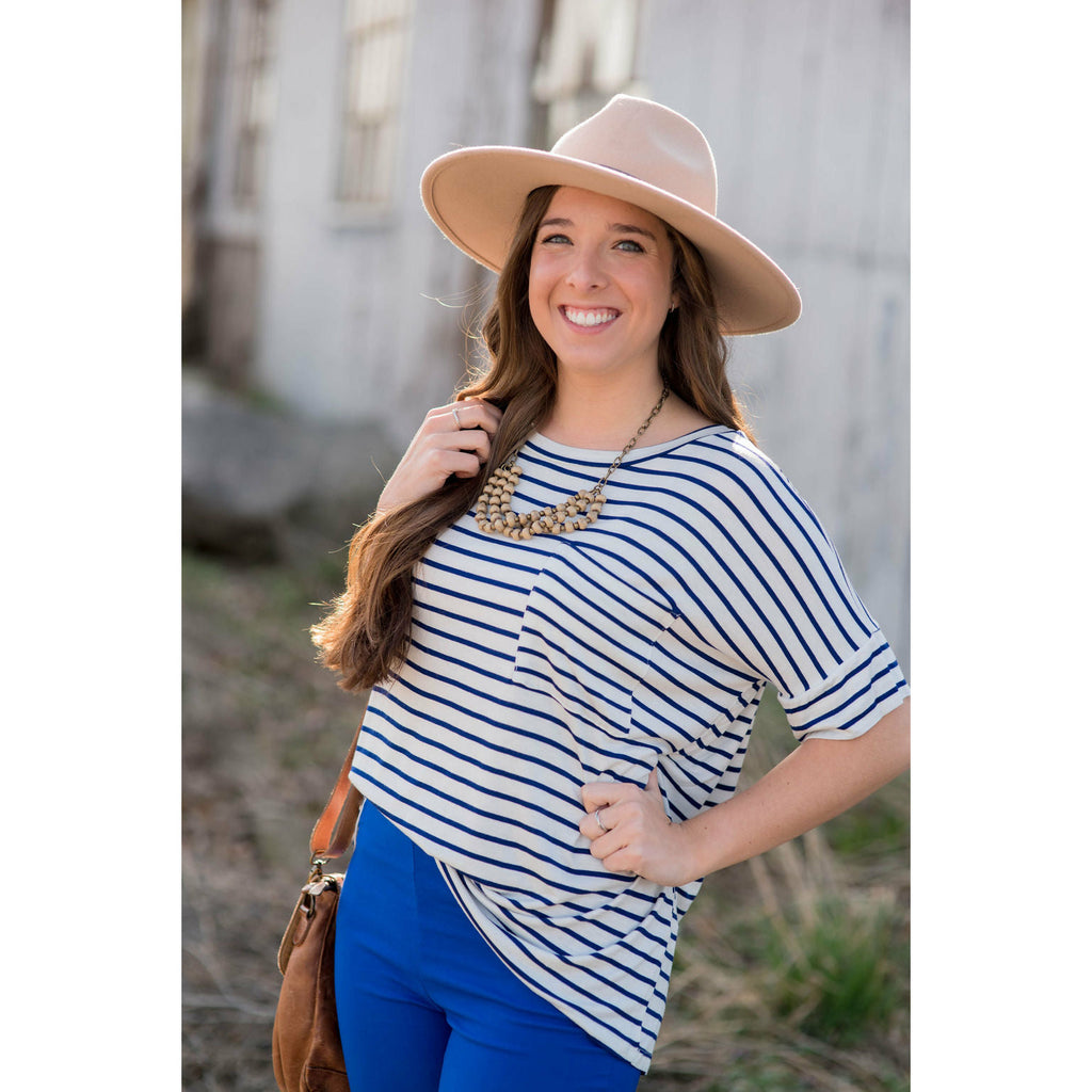 Royal Striped Pocket Tee - Betsey's Boutique Shop