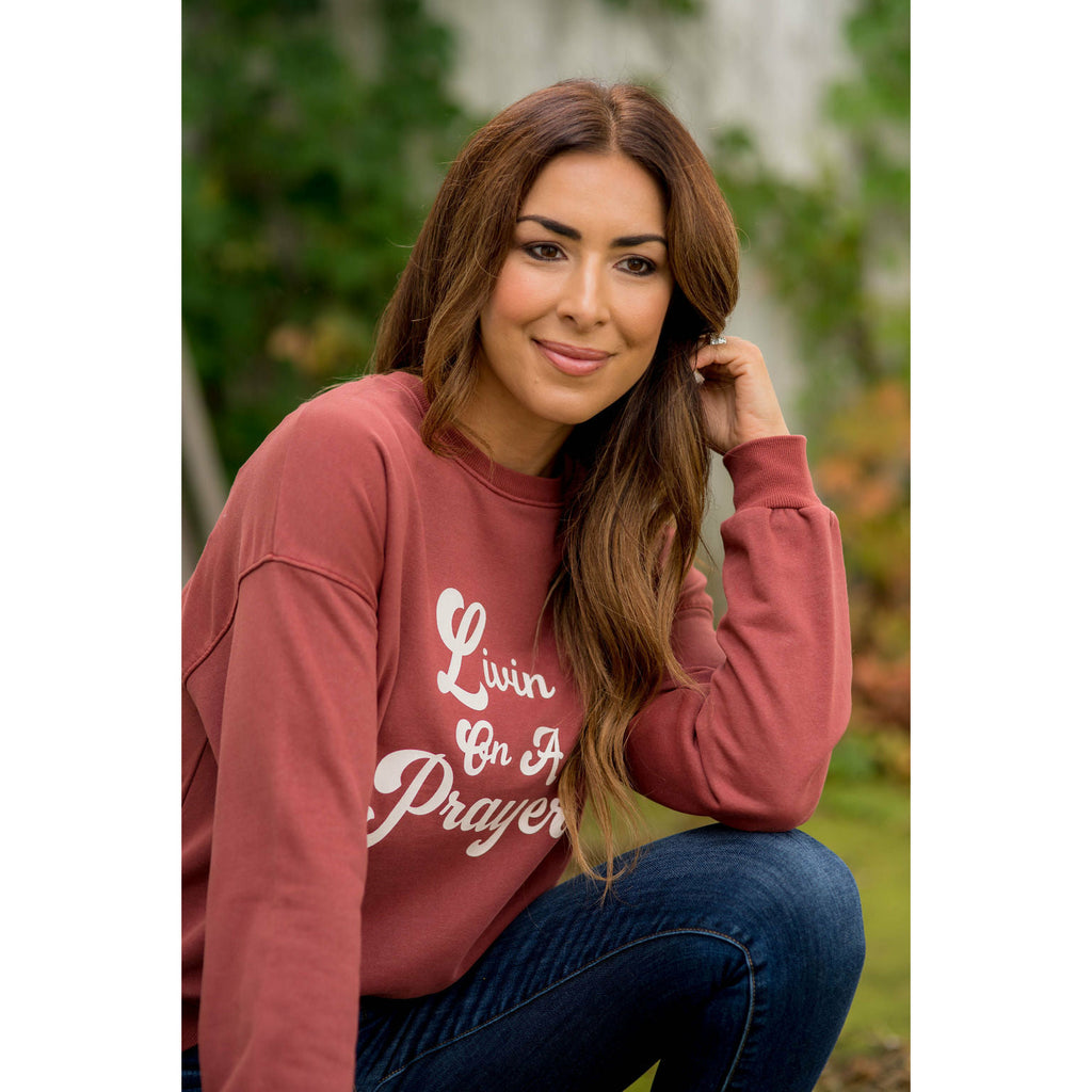 Livin On A Prayer Crewneck - Betsey's Boutique Shop