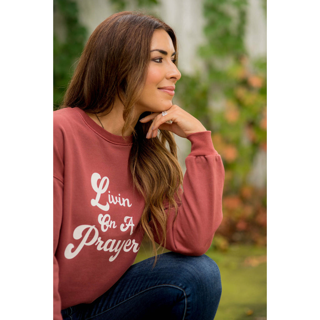 Livin On A Prayer Crewneck - Betsey's Boutique Shop