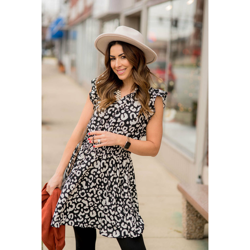 Leopard Drawstring Dress - Betsey's Boutique Shop