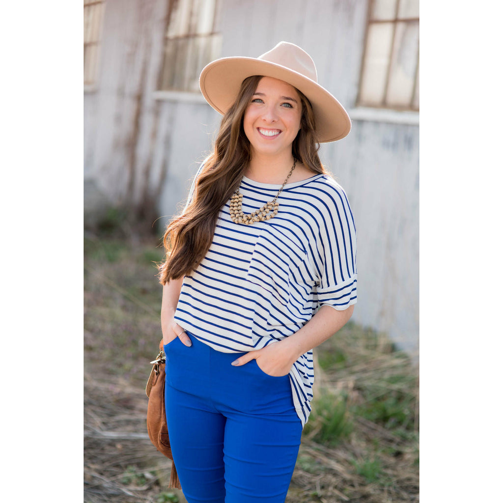 Royal Striped Pocket Tee - Betsey's Boutique Shop