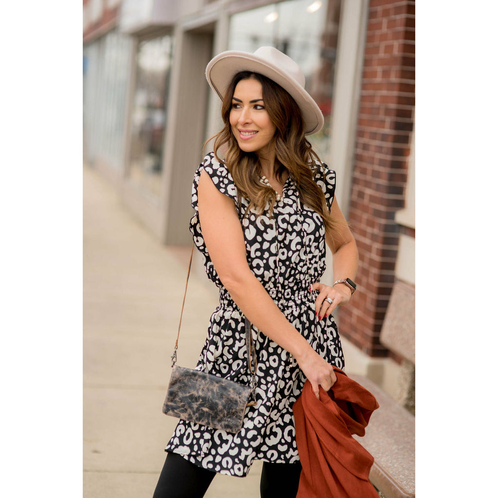 Leopard Drawstring Dress - Betsey's Boutique Shop