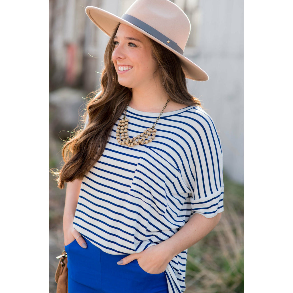 Royal Striped Pocket Tee - Betsey's Boutique Shop