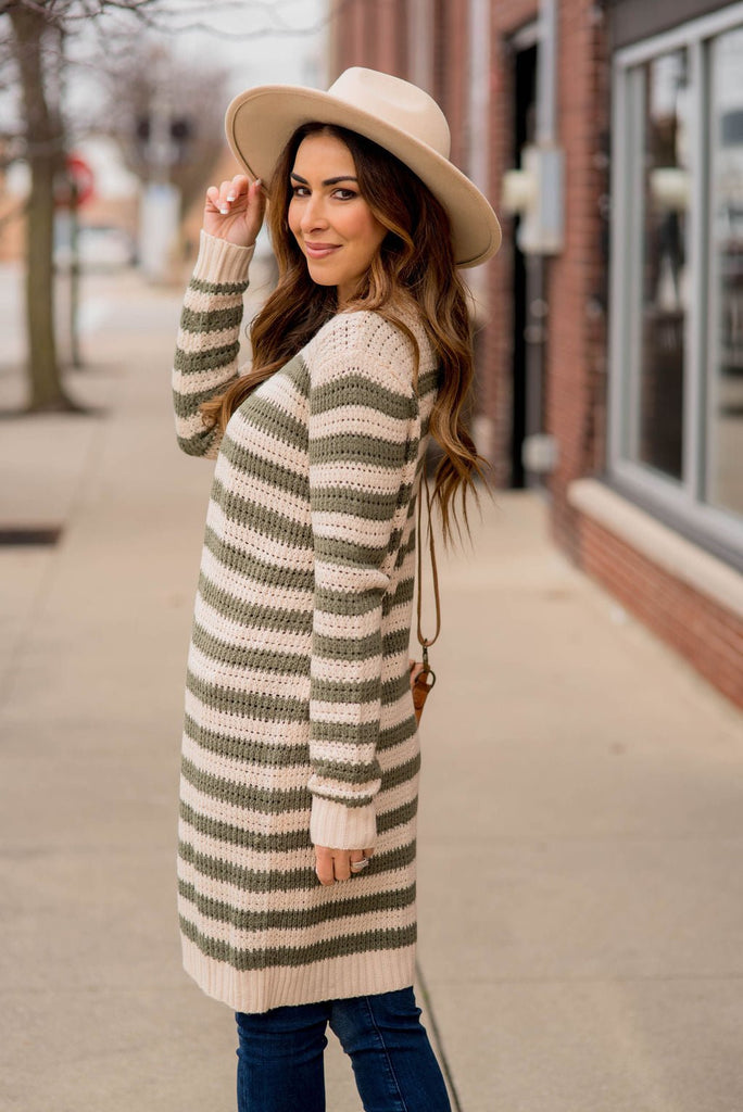 Every Day Loose Knit Striped Cardigan - Betsey's Boutique Shop