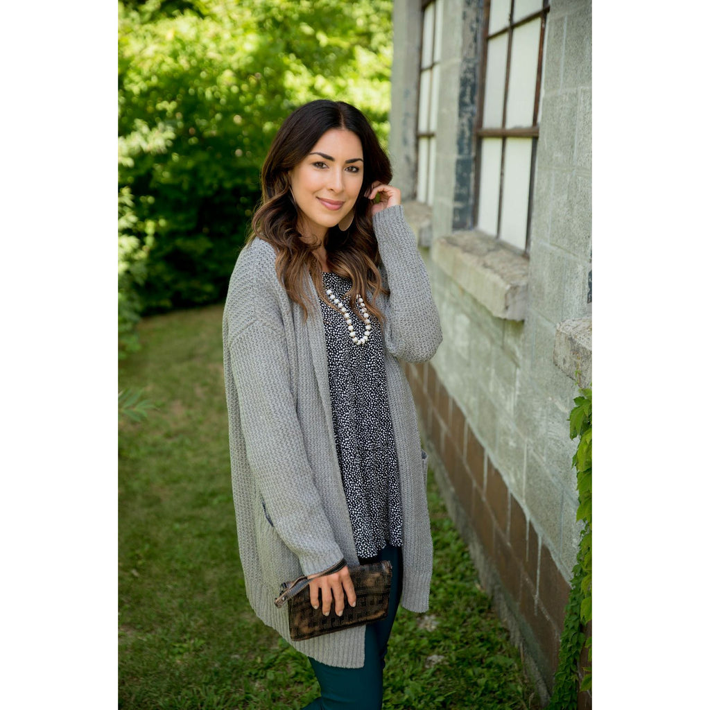 Knit Tunic Pocket Cardigan - Betsey's Boutique Shop