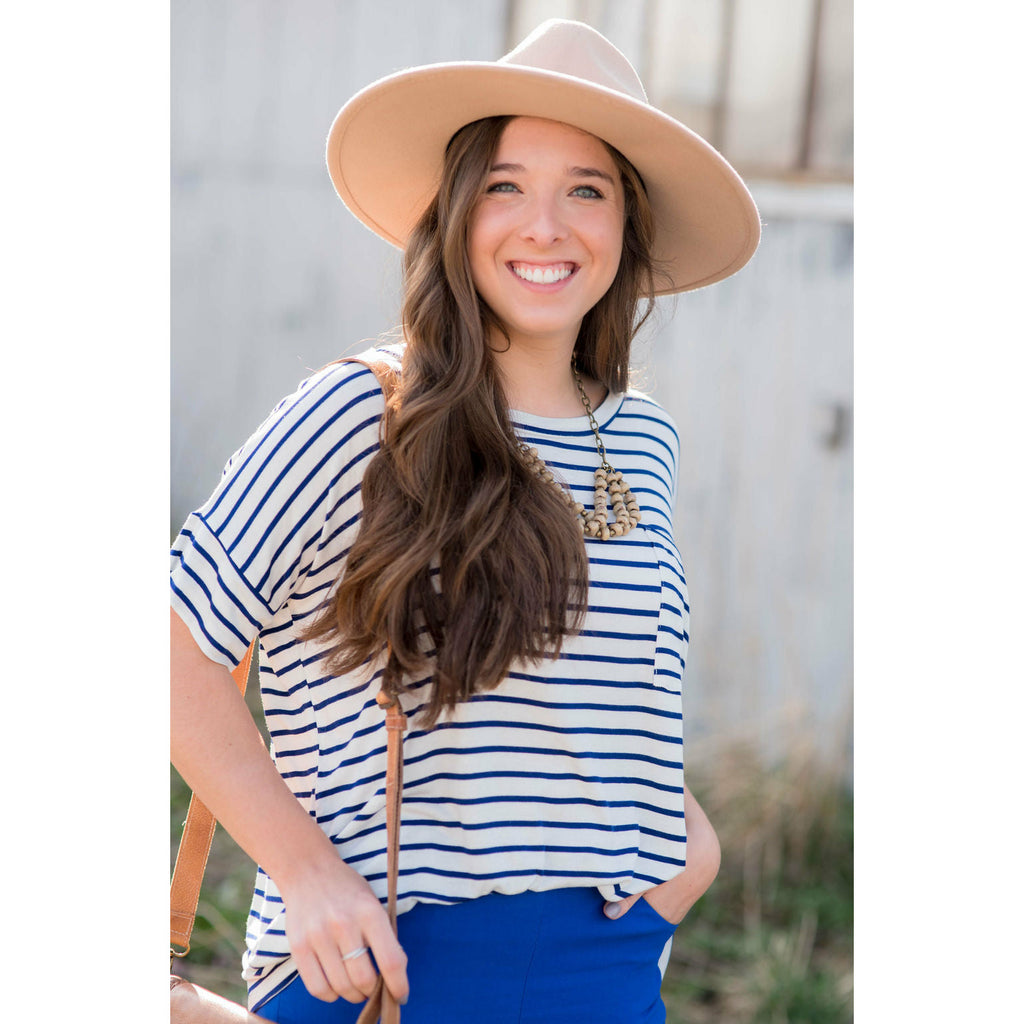 Royal Striped Pocket Tee - Betsey's Boutique Shop