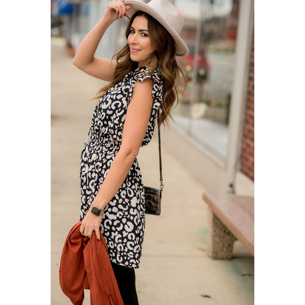 Leopard Drawstring Dress - Betsey's Boutique Shop