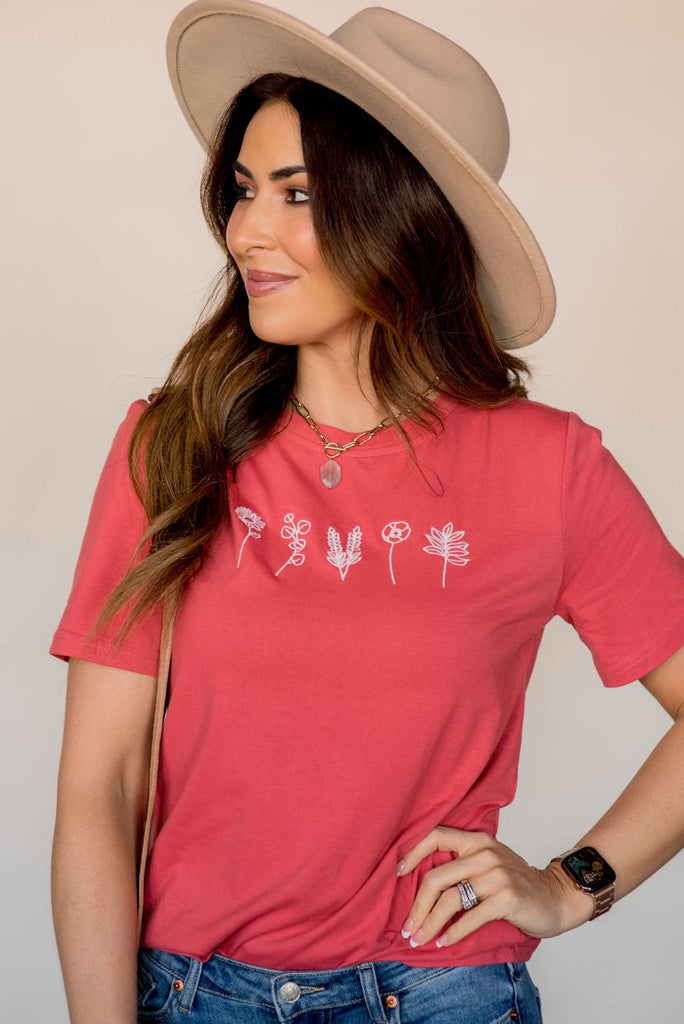 Stitched Greenery Graphic Tee - Betsey's Boutique Shop -