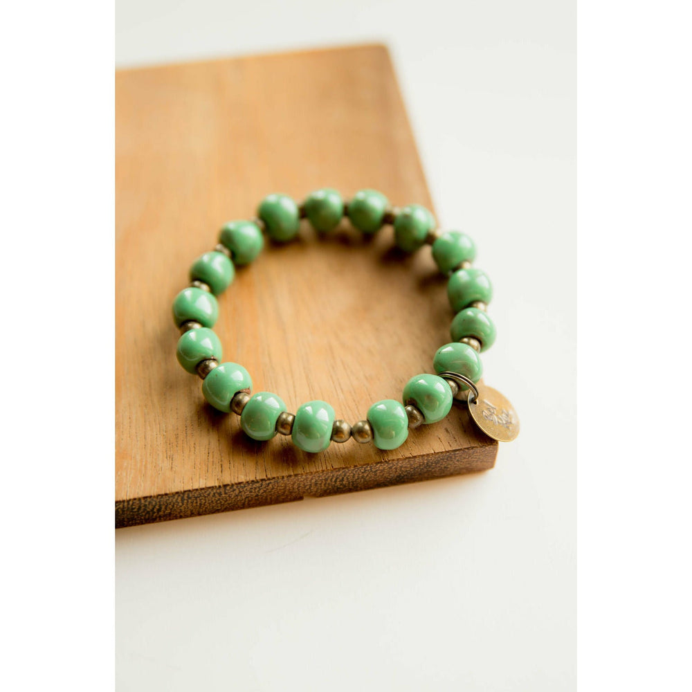 Pretty, Triple Layer, Copper and Jade Bead, 'Stormy Seas' Bracelet