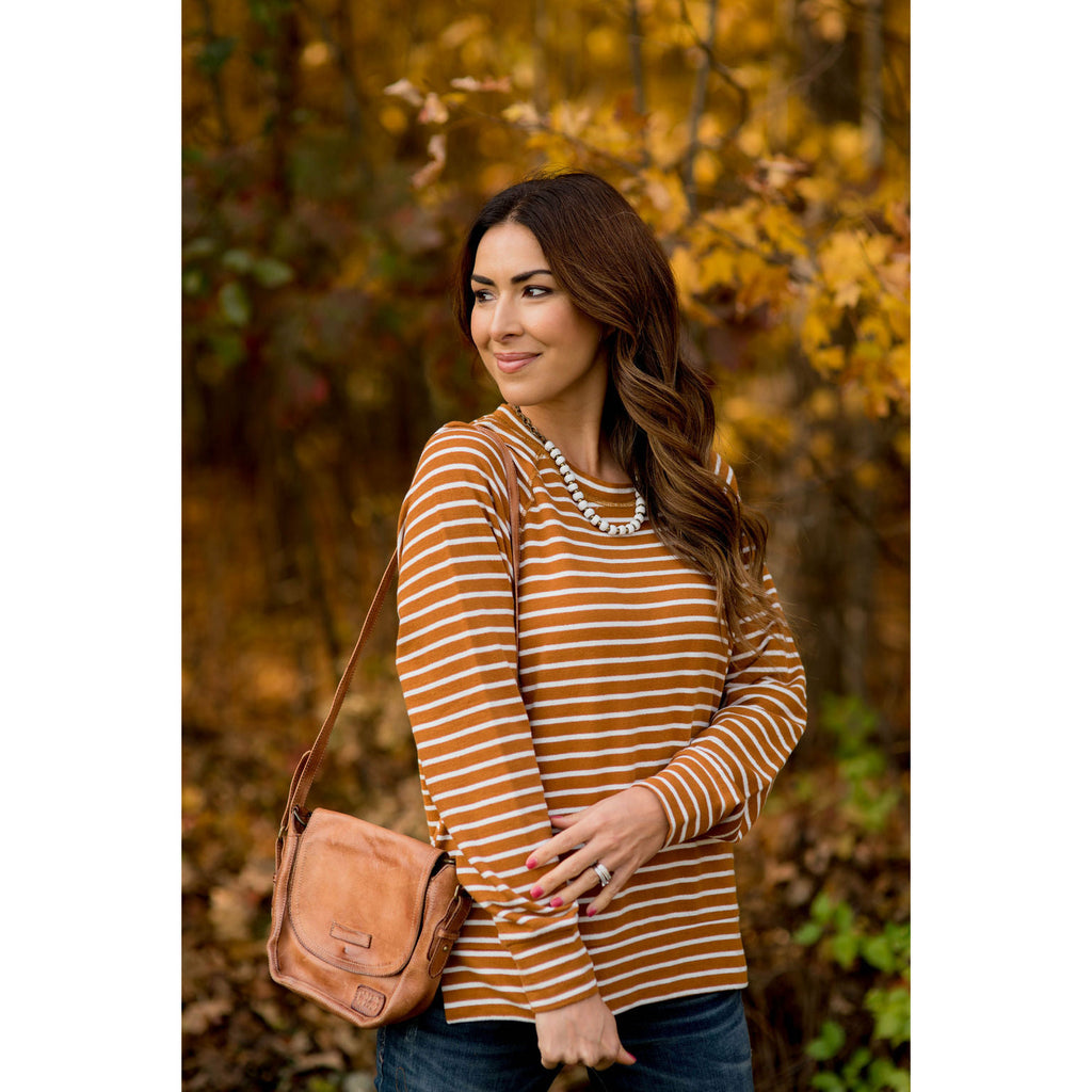 Sassy Side Split Striped Sweatshirt - Betsey's Boutique Shop - Shirts & Tops