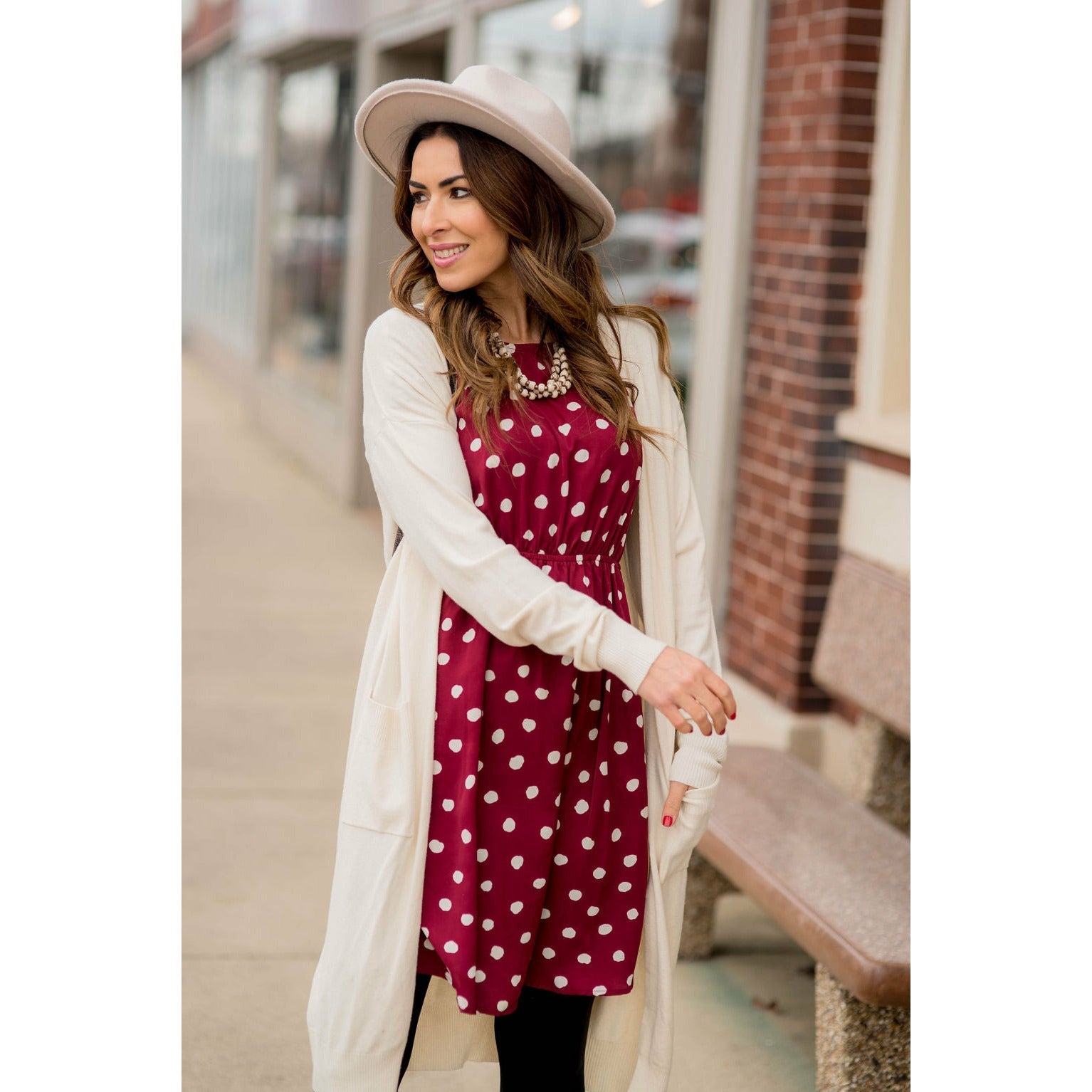 Pretty in Polka Dots Dress Camel / XL Pretty in Polka Dots Dress Camel / XL