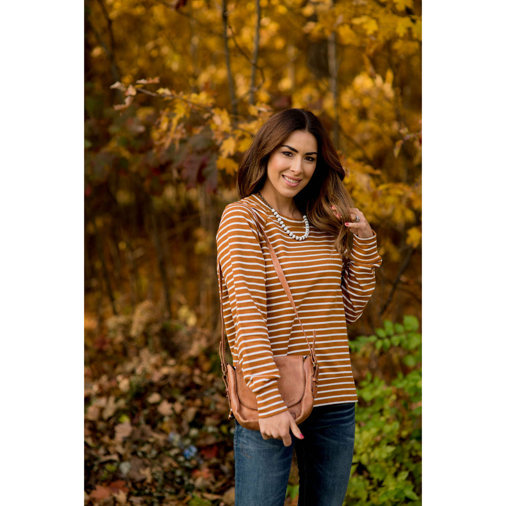 Sassy Side Split Striped Sweatshirt - Betsey's Boutique Shop - Shirts & Tops