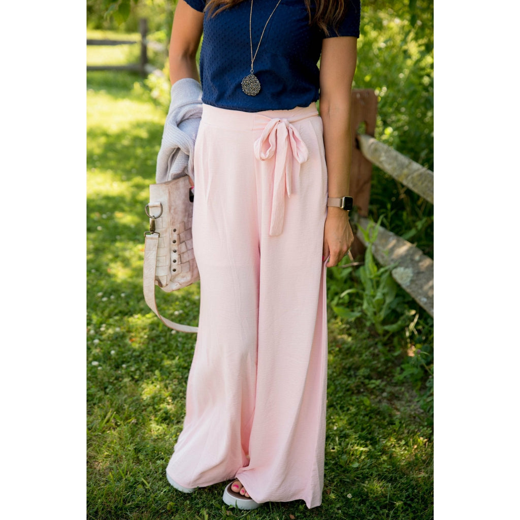 Wide Leg Tie Pants - Betsey's Boutique Shop