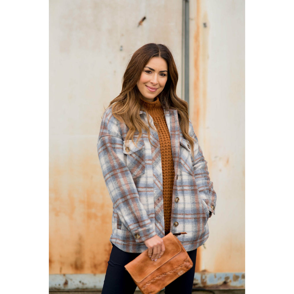 Fashionably Late Plaid Shacket - Betsey's Boutique Shop