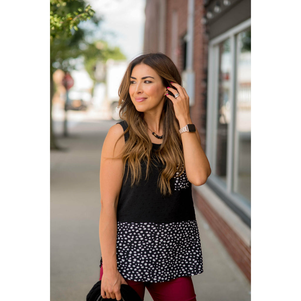 Spotted Base Pocket Tank - Betsey's Boutique Shop