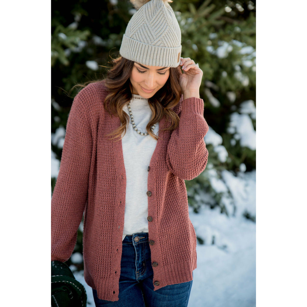 Knit Button Sweater - Betsey's Boutique Shop - Outerwear