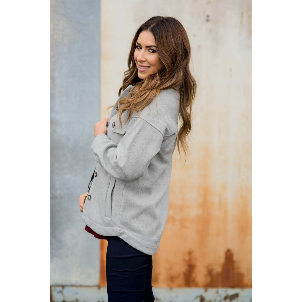 Pocketed Pea Coat - Betsey's Boutique Shop