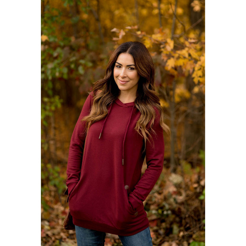 Betsey's Leather Accented Hoodie - Betsey's Boutique Shop - Shirts & Tops