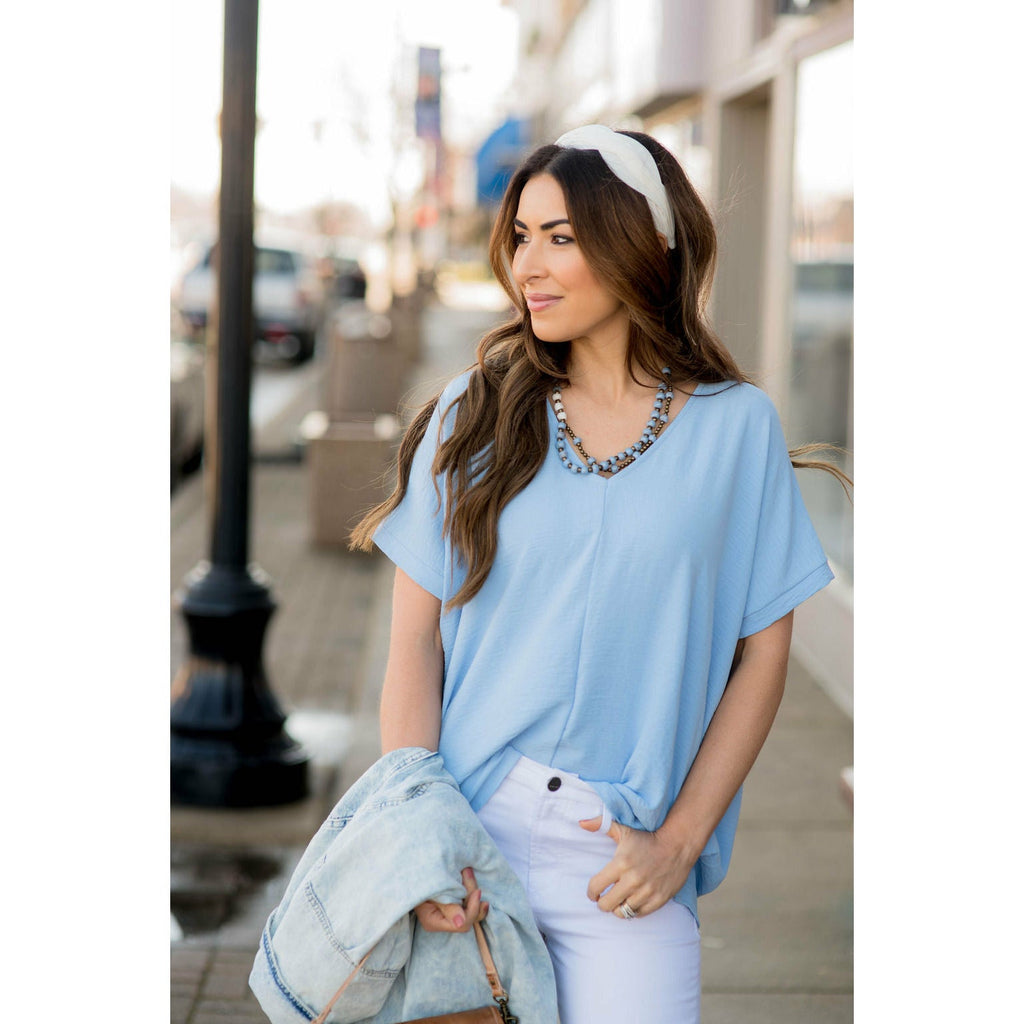 Relaxed V-Neck Blouse - Betsey's Boutique Shop - Shirts & Tops