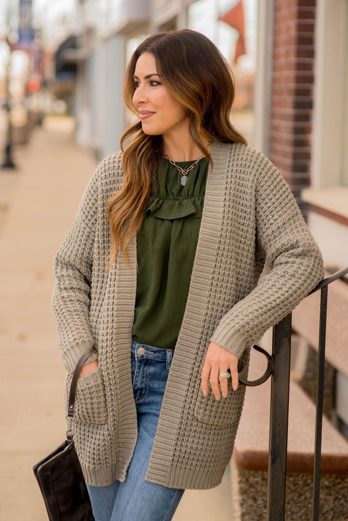 Chunky Waffle Cardigan - Betsey's Boutique Shop