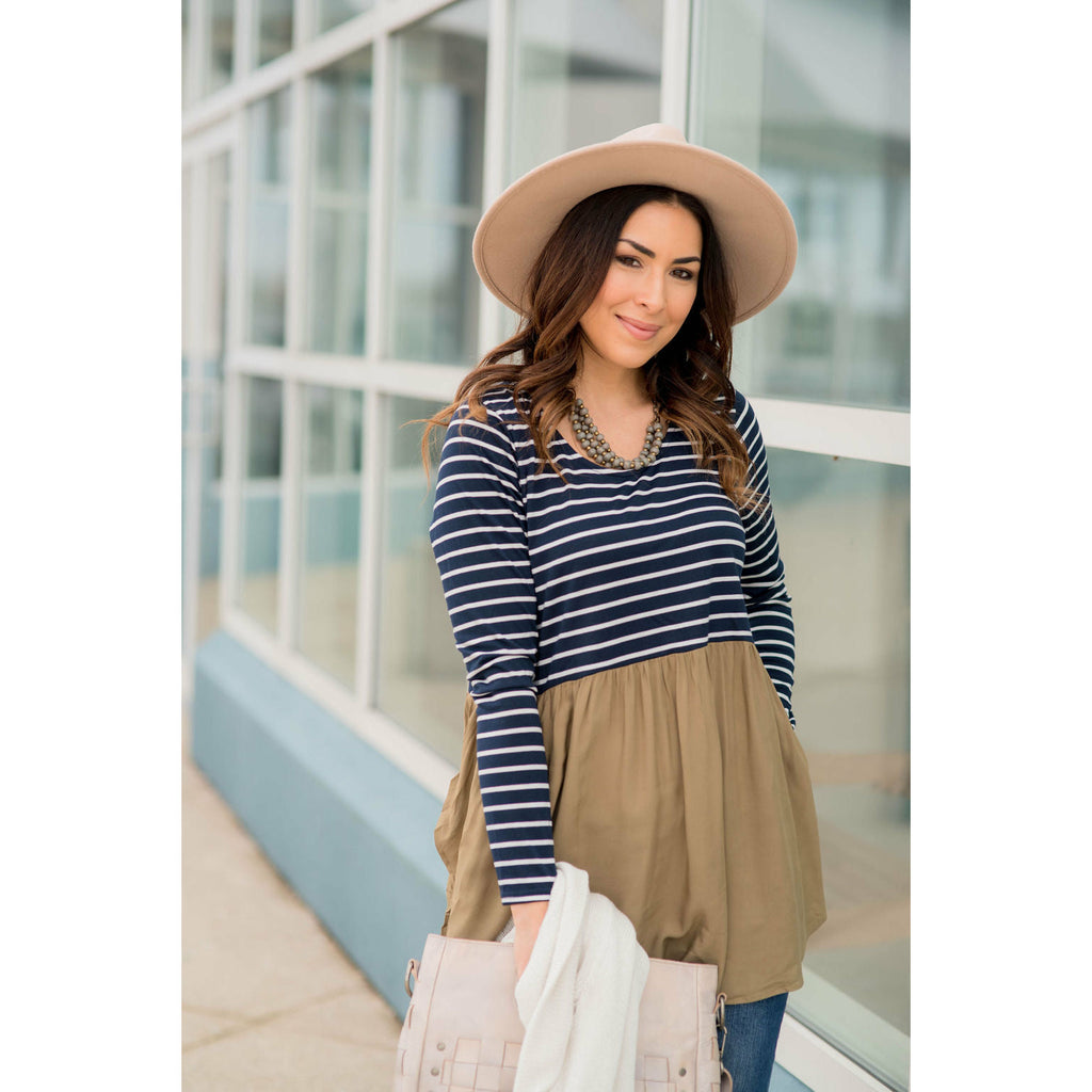 Striped Top Peplum Blouse - Betsey's Boutique Shop