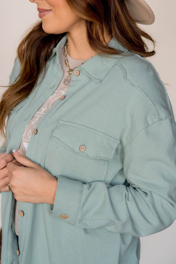 Basic Raw Edge Shacket - Betsey's Boutique Shop -