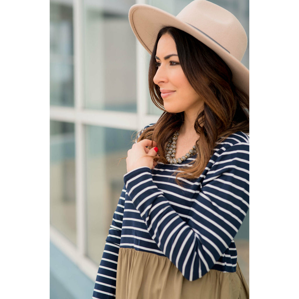 Striped Top Peplum Blouse - Betsey's Boutique Shop