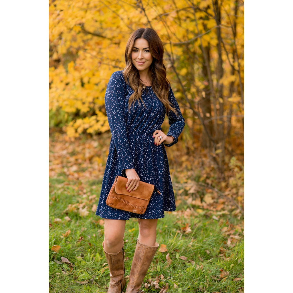 Endearingly Speckled Long Sleeve Dress - Betsey's Boutique Shop - Dresses