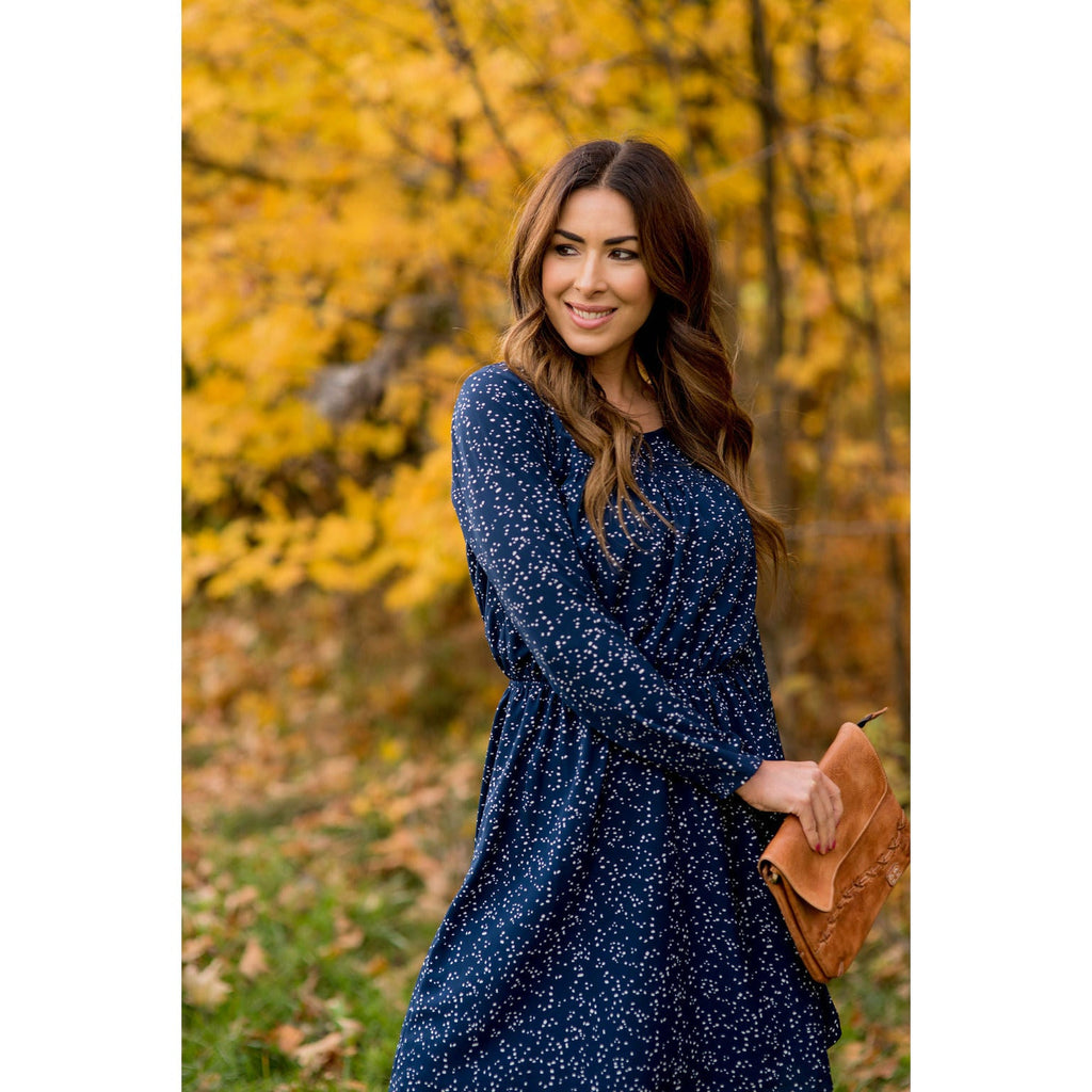 Endearingly Speckled Long Sleeve Dress - Betsey's Boutique Shop - Dresses