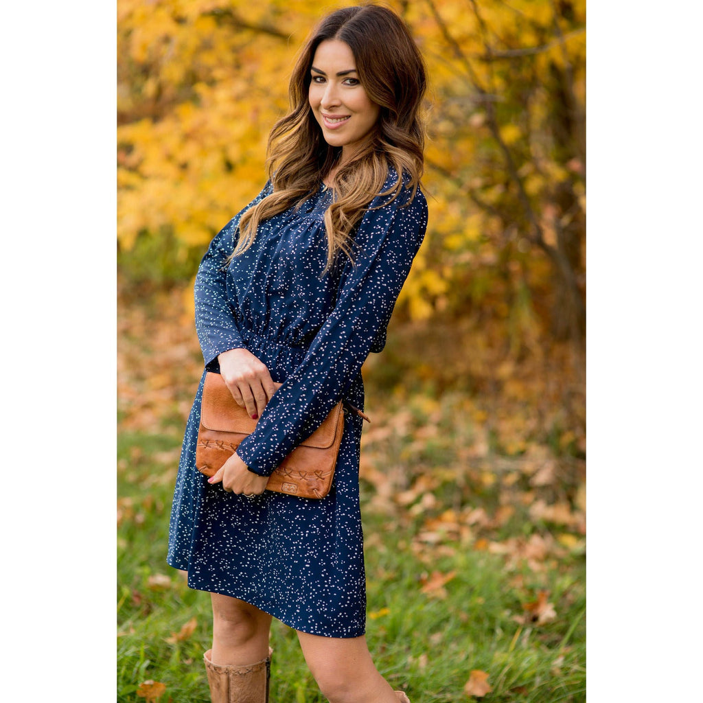 Endearingly Speckled Long Sleeve Dress - Betsey's Boutique Shop - Dresses