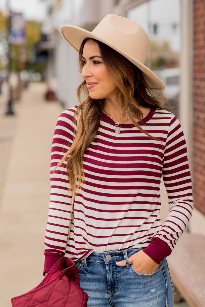 DUPLICATE Ombre Striped Long Sleeve Tee - Betsey's Boutique Shop