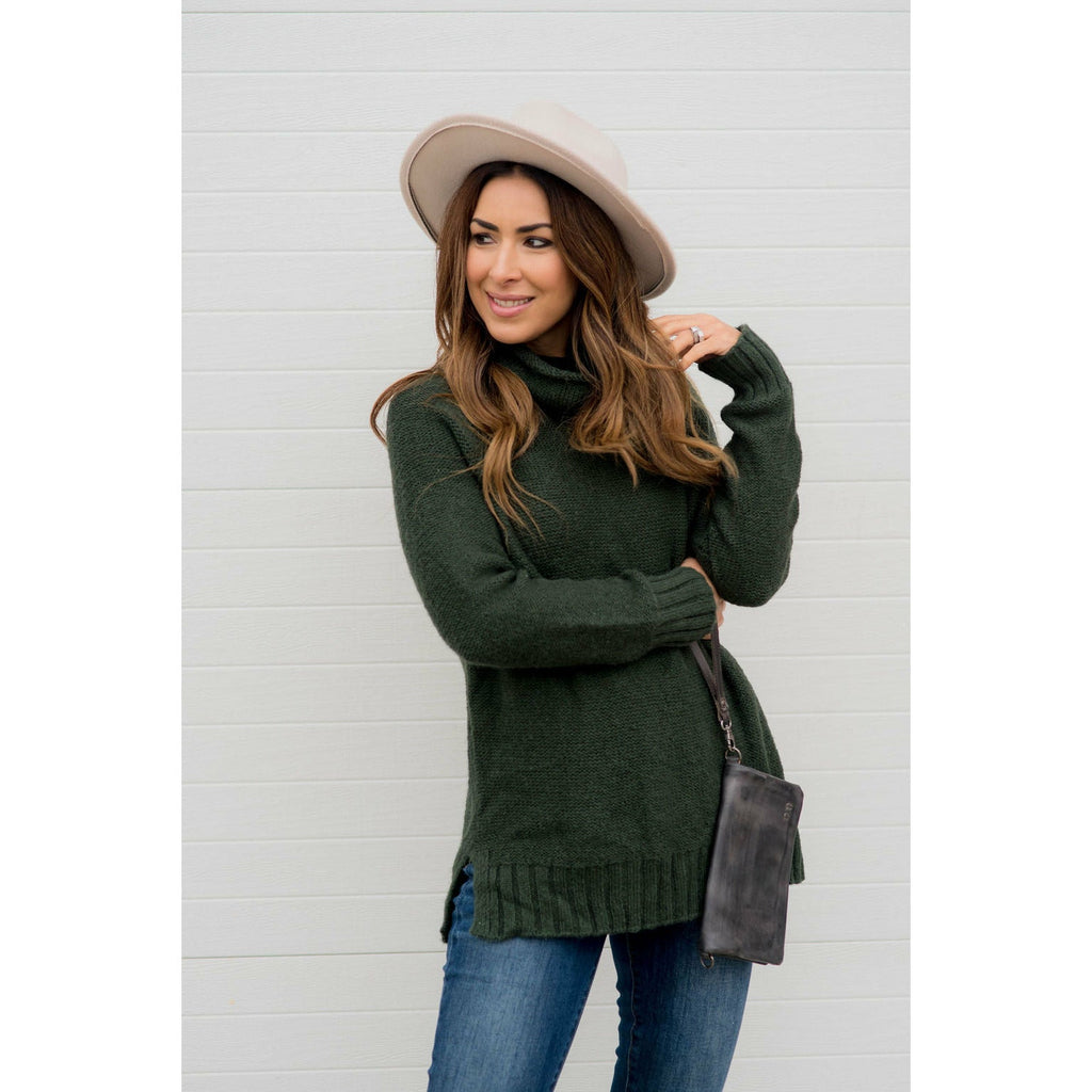 Ribbed Cowl Neck Sweater - Betsey's Boutique Shop - Outerwear