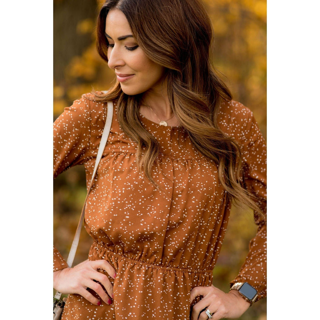 Endearingly Speckled Long Sleeve Dress - Betsey's Boutique Shop - Dresses