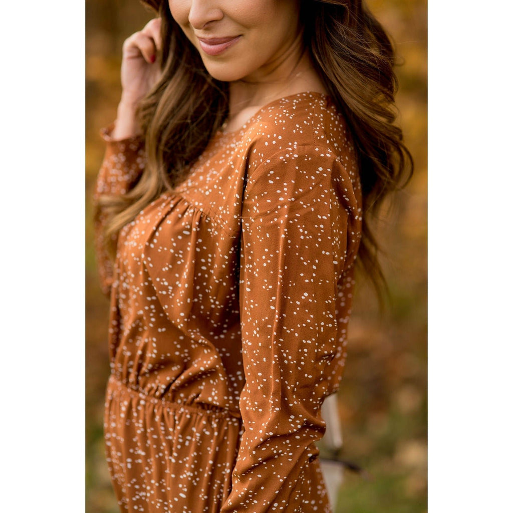 Endearingly Speckled Long Sleeve Dress - Betsey's Boutique Shop - Dresses