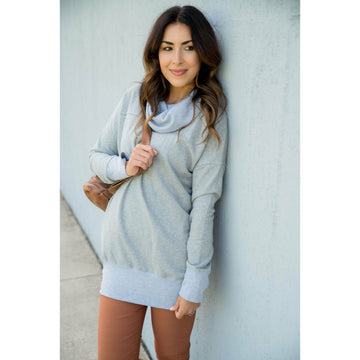 Cuffed Cowl Neck Tunic - Betsey's Boutique Shop