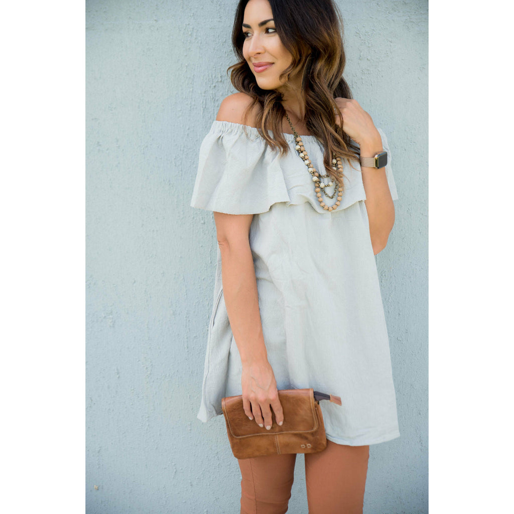 Off the Shoulder Tunic Dress - Betsey's Boutique Shop