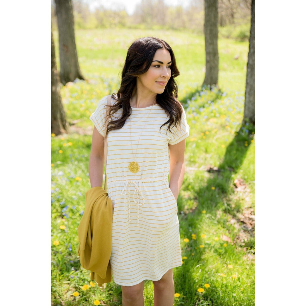 Striped Tie Tee Dress - Betsey's Boutique Shop