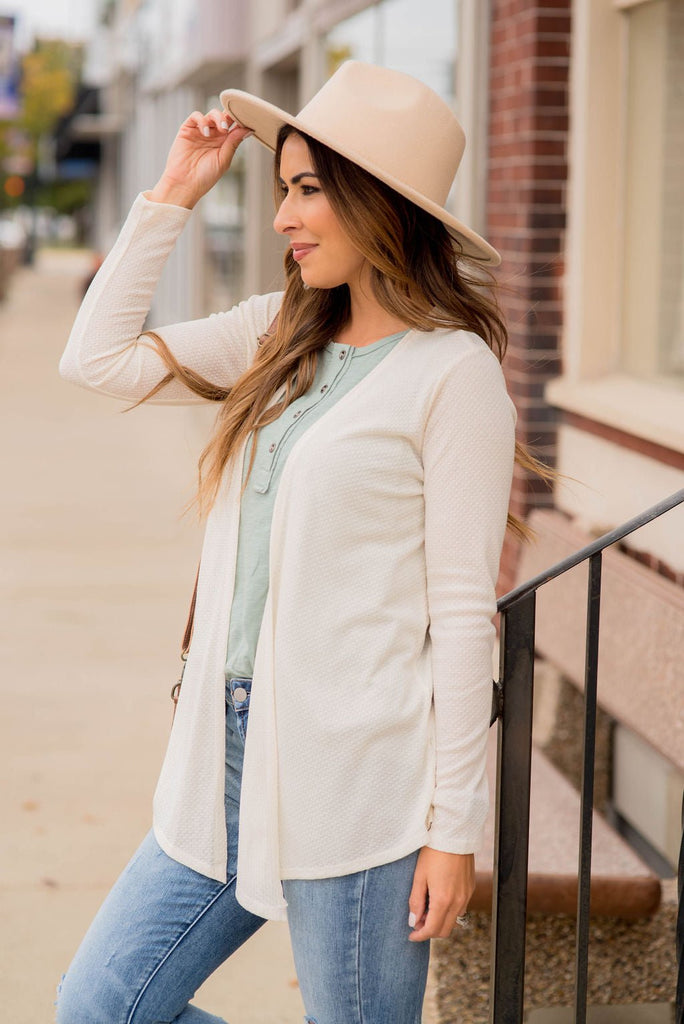 Lightweight Waffle Basic Cardigan - Betsey's Boutique Shop -