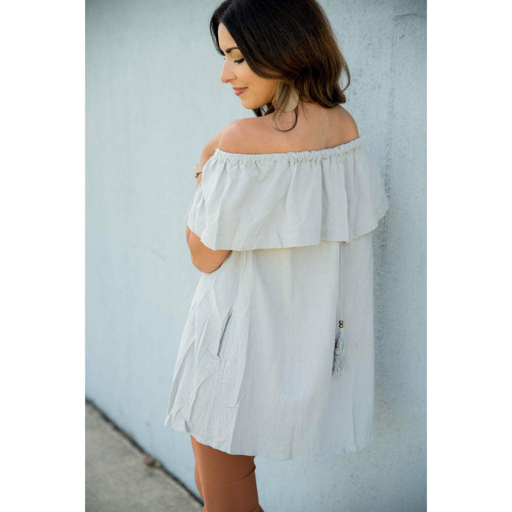 Off the Shoulder Tunic Dress - Betsey's Boutique Shop