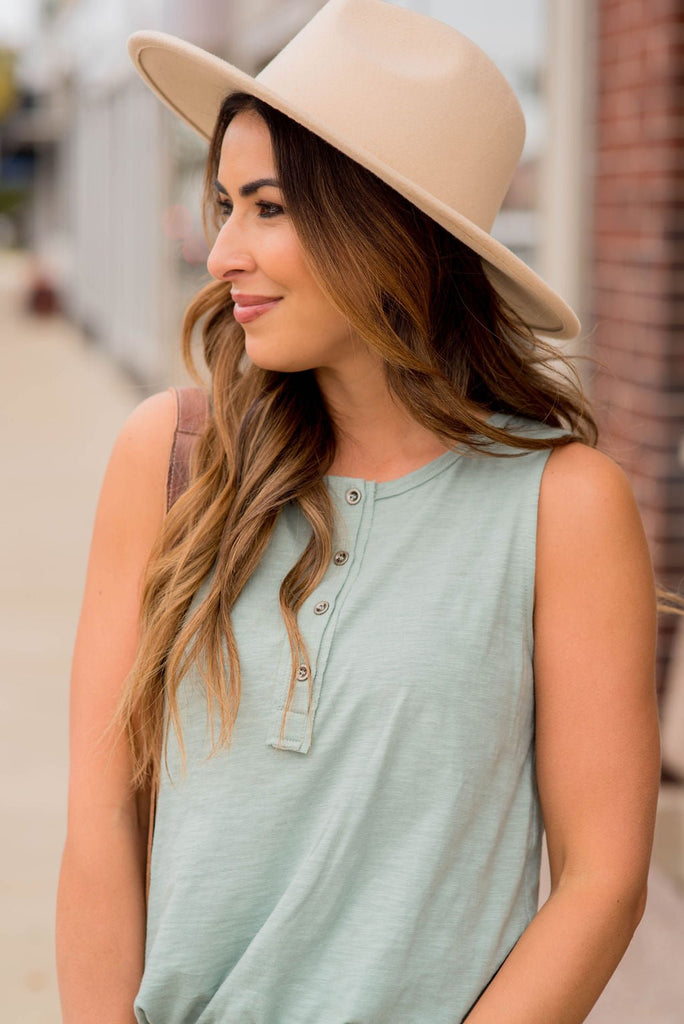 Heathered Button Tank - Betsey's Boutique Shop