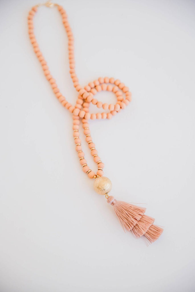 Tassel Accent Beaded Necklace - Betsey's Boutique Shop -