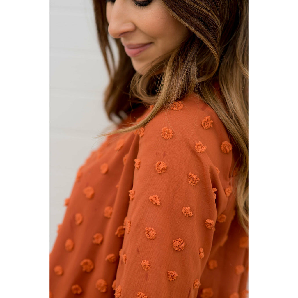 Textured Dots Flutter Blouse - Betsey's Boutique Shop