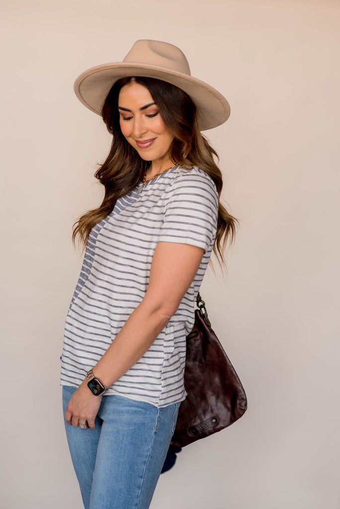 Asymmetrical Striped Tee - Betsey's Boutique Shop