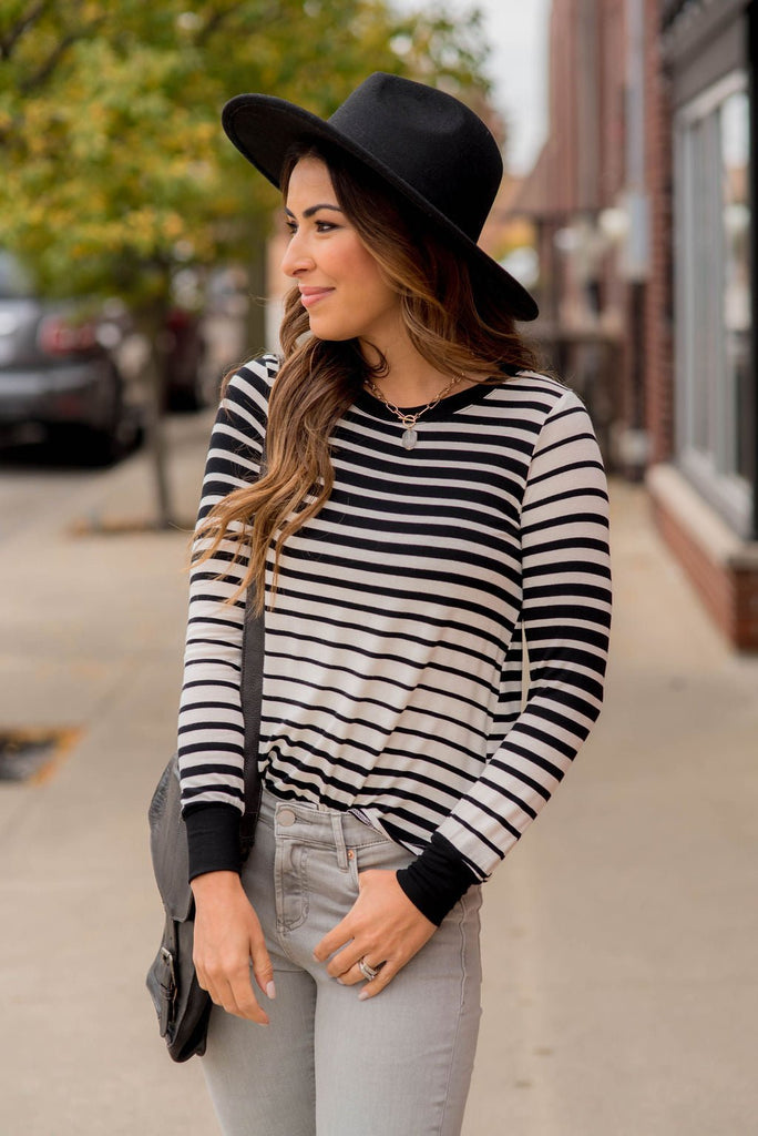 DUPLICATE Ombre Striped Long Sleeve Tee - Betsey's Boutique Shop